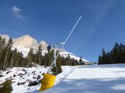 Snowmaking with snow lances in the Carezza ski area