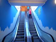 Modern escalators take you from the ticket offices to the slopes.