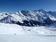 View from the Corne de Sorebois over the ski resort of Zinal