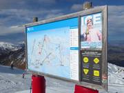 Piste map in the ski resort of Coronet Peak