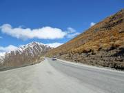 Steep mountain road up to the ski area The Remarkables