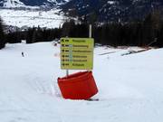 Signposts in the ski area