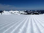 Perfectly groomed slope in the Hoch-Ybrig ski area