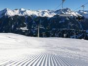 Freshly groomed slope at the Jöchle Bahn