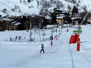 Children's ski course on the drag lift