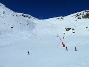 From the Saulire summit on easy slopes towards Courchevel