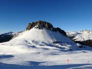 The Rollpass with its distinctive rocky mountains