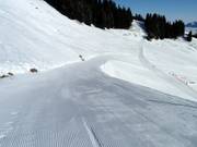 Start of the slope at the mountain station of the Hörnerbahn