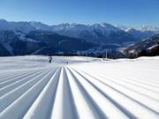 Freshly groomed slope at the mid-station
