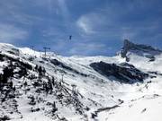 The valley floor of the Großer Kunerbach separates the Sommerbergalm from the higher section of the ski area.