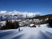 View from the ski area of the chalet village Bürchen