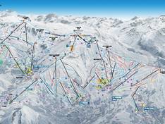 Trail map Les Sybelles – Le Corbier/La Toussuire/Les Bottières/St Colomban des Villards/St Sorlin/St Jean d’Arves