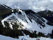 View of the difficult slopes on Mount Strachan