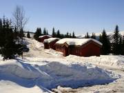 Log cabins directly on the slopes