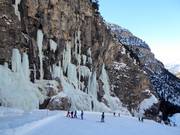Slope No. 1 Armentarola with icy waterfalls