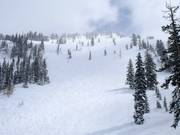 Steep terrain at the chairlift Great Western Express