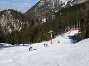 Easy slope at the middle station of the Jennerbahn lift