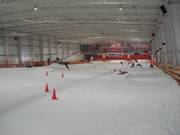 Kickers and rails in the indoor ski hall