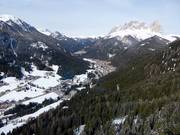 View of the villages in Val di Fassa (Fassatal)