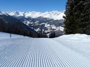 Freshly groomed slope in See