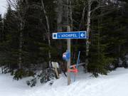 Slope signage in the Le Massif de Charlevoix ski area