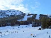 View from the valley station of the Marmot Basin ski area