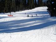 Groomed slope in the Sierra at Tahoe ski resort