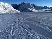 Groomed slope on the Pitztal Glacier