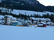View of the accommodations at Lake Carezza