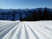 Groomed slope in the Grasgehren ski area
