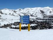 Slope signage in the Dollar Mountain ski area in Sun Valley