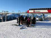 Après-ski bar at the mountain station of the gondola lift