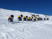 The snow cannons are waiting for their next use.