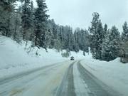 Road up to the Grand Targhee ski area