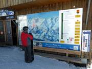 Large information board at the mountain station of the Diasbahn