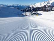 Very good slope grooming in the Crans-Montana ski area