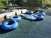 The tubing tires are waiting for the tobogganers.