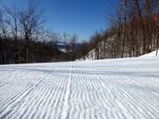 Perfectly groomed slope in the ski resort of Bromont