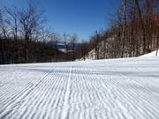 Perfectly groomed slope in the Bromont ski area