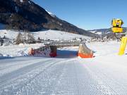 Groomed slope in the ski resort of Drei Zinnen Dolomites