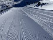 Groomed slope in the Hohsaas ski area