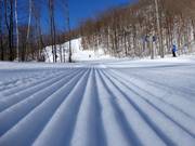 Perfectly groomed slope in the Bromont ski area