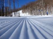 Perfectly groomed slope in the ski resort of Bromont