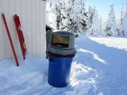 Large waste bins at the stations