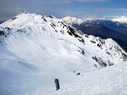 Wide and open, the slopes stretch out below the Rosaspitze