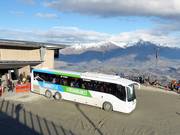 Ski bus from Queenstown to the ski resort of Coronet Peak