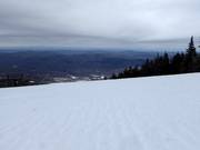 Perfectly groomed slope in the Killington ski area