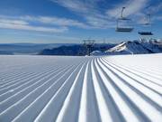 Perfectly groomed slope in the Treble Cone ski area