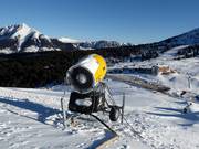 Efficient snow cannon in the ski resort of Jochgrimm (Passo Oclini)