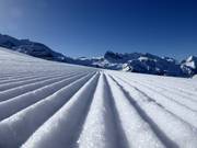 Slope grooming in detail at the Metschstand in Lenk